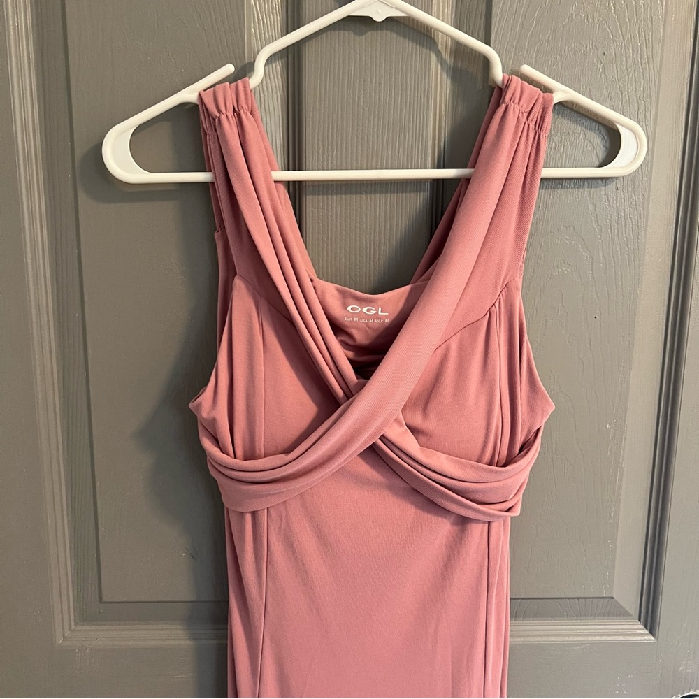 OGL Flowy Criss Cross Off Shoulder Midi Bra Dress Eco Skin Kiss NWT - Picture 9 of 10